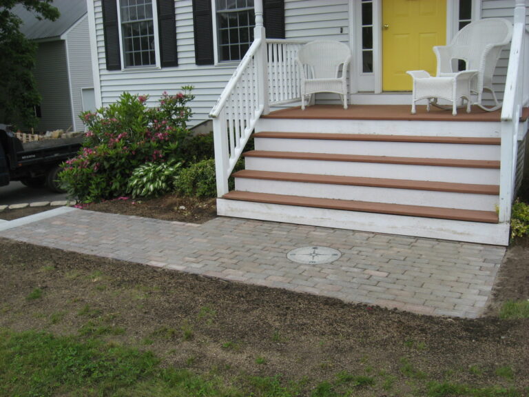 Walkway Retaining Wall Granite Steps And Brick Headwall Kingston Nh Labrie Property 3257