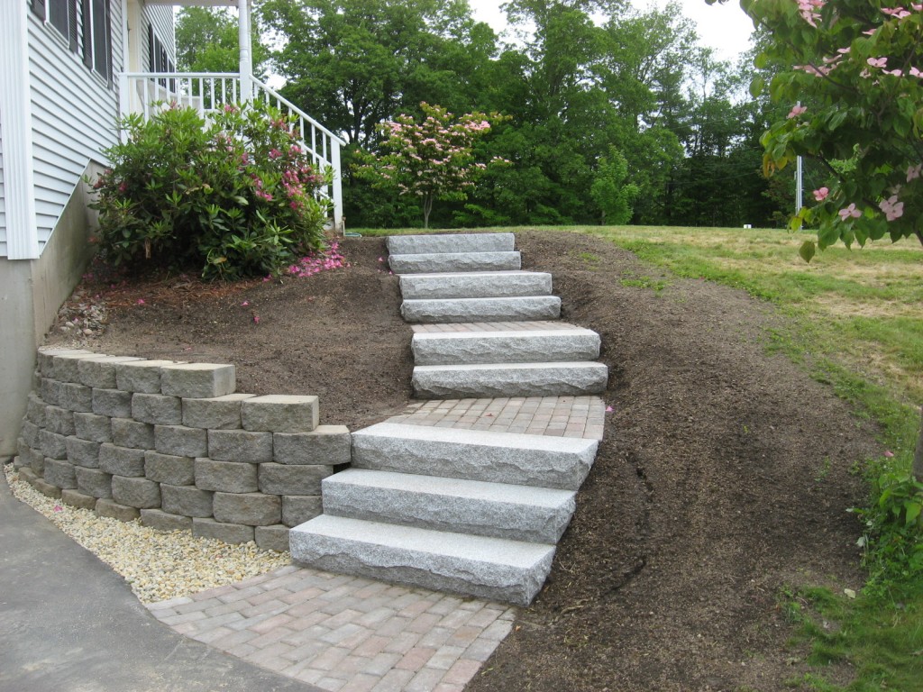 Walkway, Retaining Wall, Granite Steps and Brick Headwall Kingston