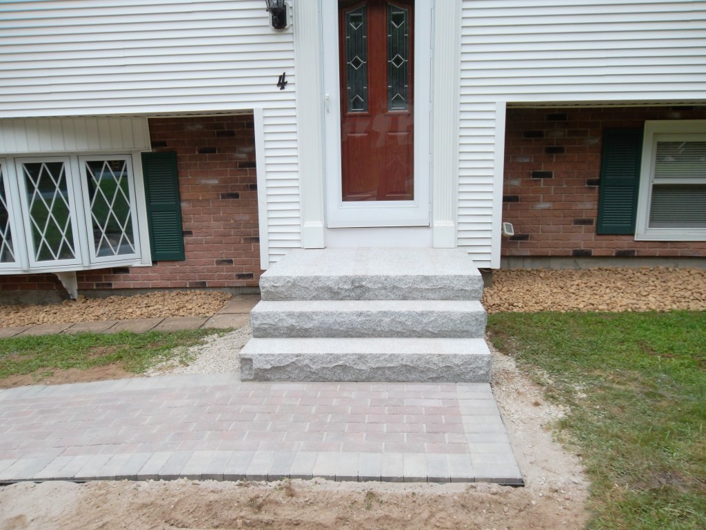 Brick Walkway and Granite Steps Londonderry, NH LaBrie Property
